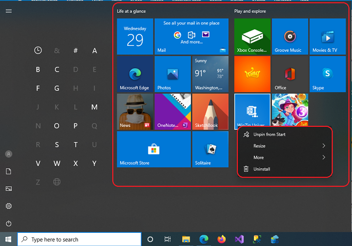 Personllize Start Menu